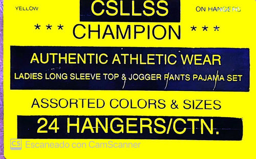 CHAMPION AUTHENTIC ATHLETIC WEAR LADIES LONG SLEEVE TOP & JOGGER PANTS PAJAMA SET STYLE CSLLSS