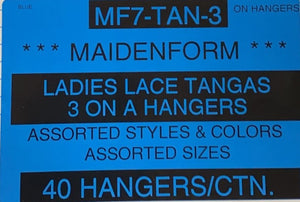 MAIDENFORM LADIES LACE TANGAS 3 ON A HANGER STYLE MF7-TAN-3