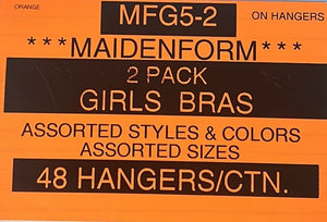 MAIDENFORM 2 PACK GIRLS BRAS STYLE MFG5-2