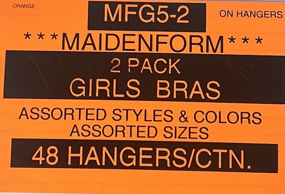 MAIDENFORM 2 PACK GIRLS BRAS STYLE MFG5-2