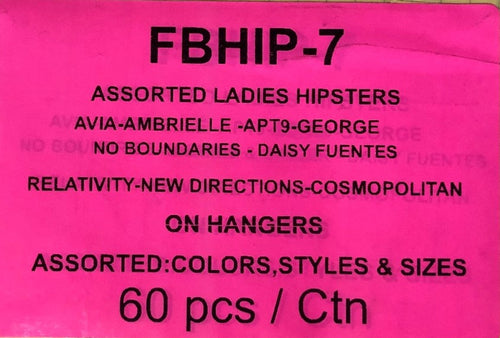 AVIA, AMBRIELLE, APT9, ND, NOBO, JASMINE&GINGER, DAISY FUENTES LADIES ASSORTED HIPSTERS STYLE FBHIP-7
