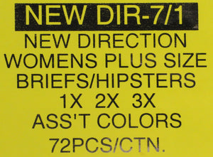 NEW DIRECTION WOMENS PLUS SIZE BRIEFS/HIPSTERS Style NEW DIR-7/1