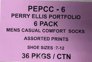 PERRY ELLIS PORTFOLIO 6 PACK CASUAL COMFORT  DRESS SOCKS STYLE PEPCC-6