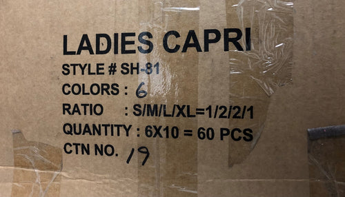 SINDRELLA ORGANIC COTTON BLEND LADIES CAPRI STYLE SH81, SH84, SH81X, 5