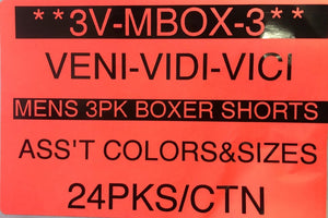VENI VIDI VICI MENS 3PK BOXER SHORTS STYLE 3V-MBOX-3