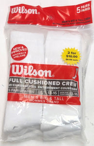 WILSON 5 PACK SOCKS MEN BIG&TALL FULL CUSHIONED CREW STYLE RW5626X